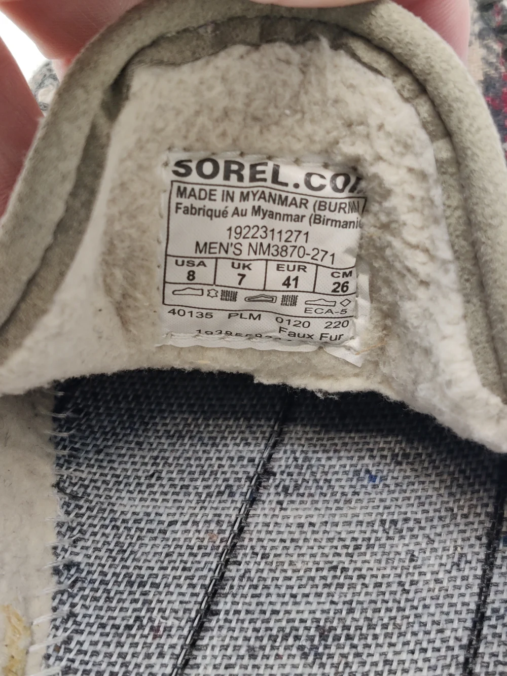 Sorel Plaid Faux Fur Lined Moc Slippers Men's 8 NM3870-271